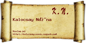 Kalocsay Nóna névjegykártya